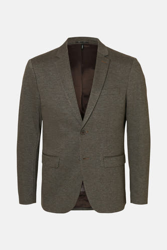 Bruine blazer van SELECTED, met twee knopen en zakken aan de voorkant.