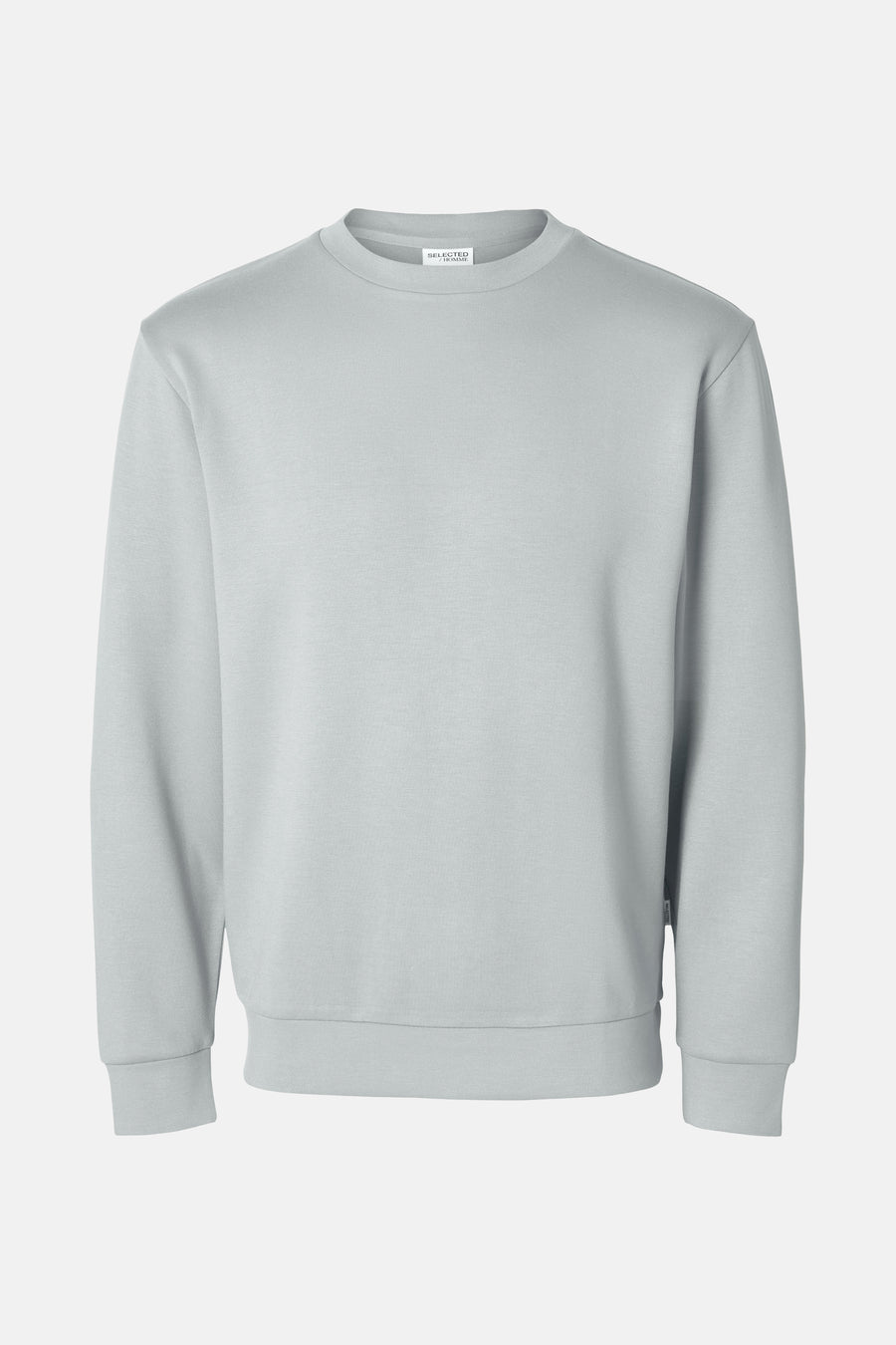 Pull gris à col rond de SELECTED / HOMME, couleur unie et manches longues.