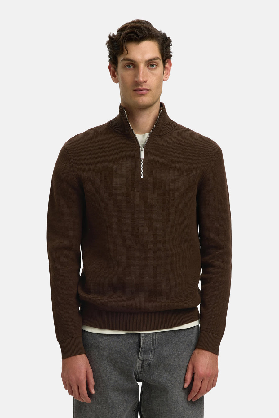 Trui met rolkraag bruin - SELECTED