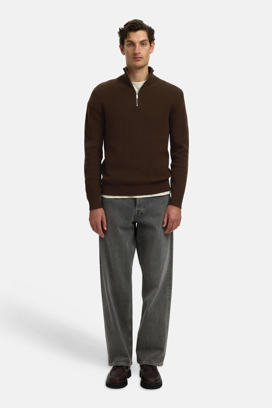 Trui met rolkraag bruin - SELECTED