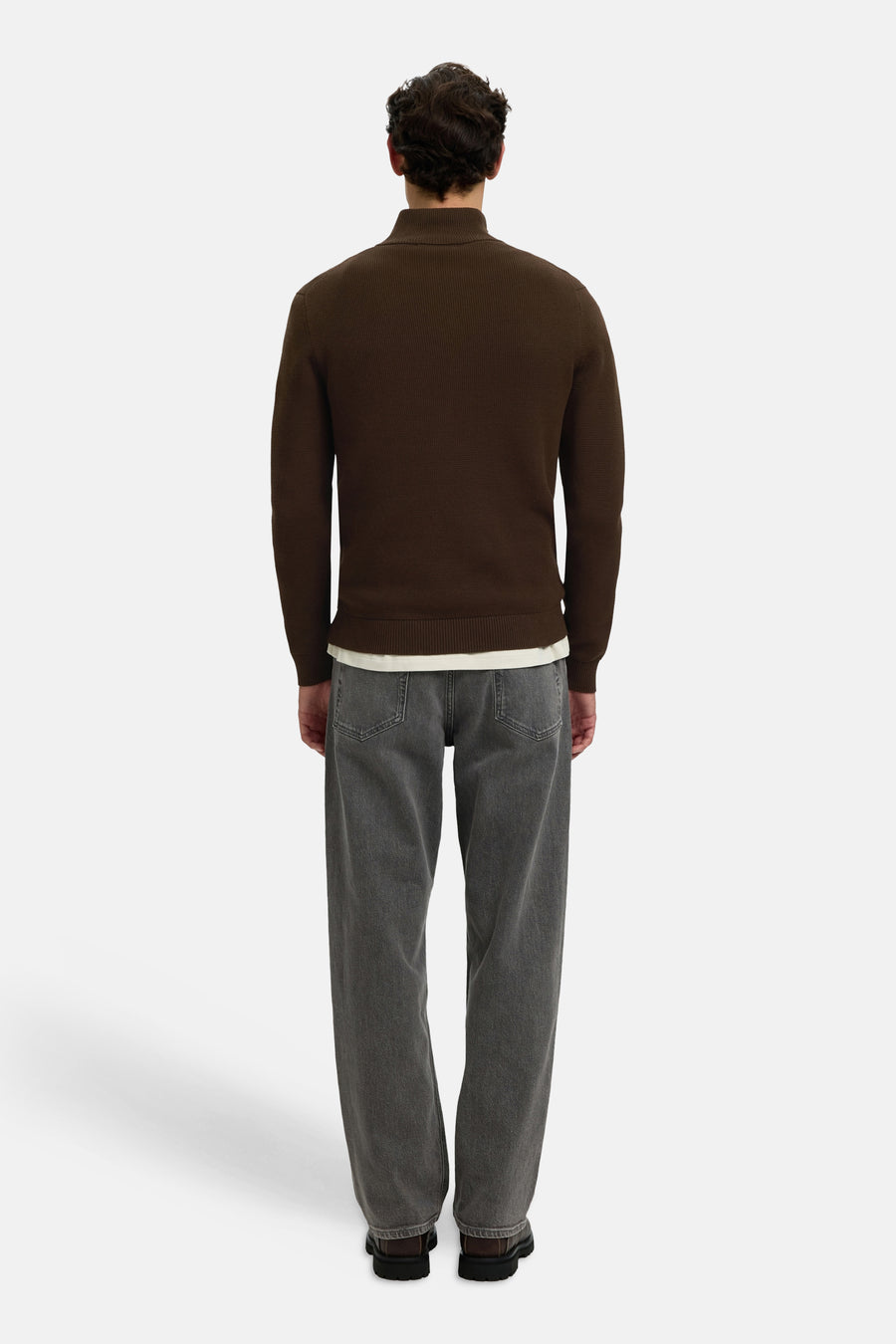 Trui met rolkraag bruin - SELECTED