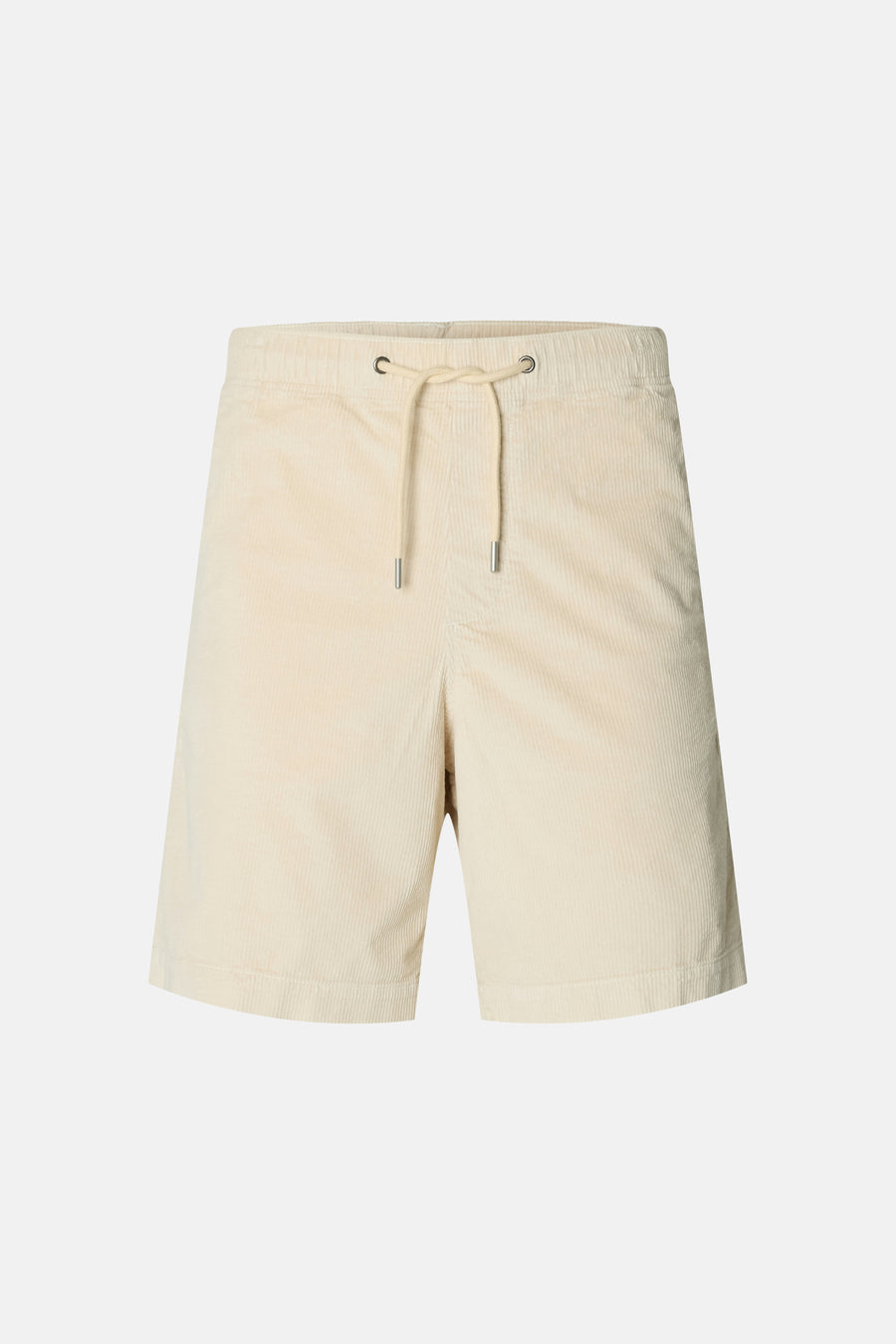 Short écru de SELECTED, avec cordon de serrage et texture velours côtelé.