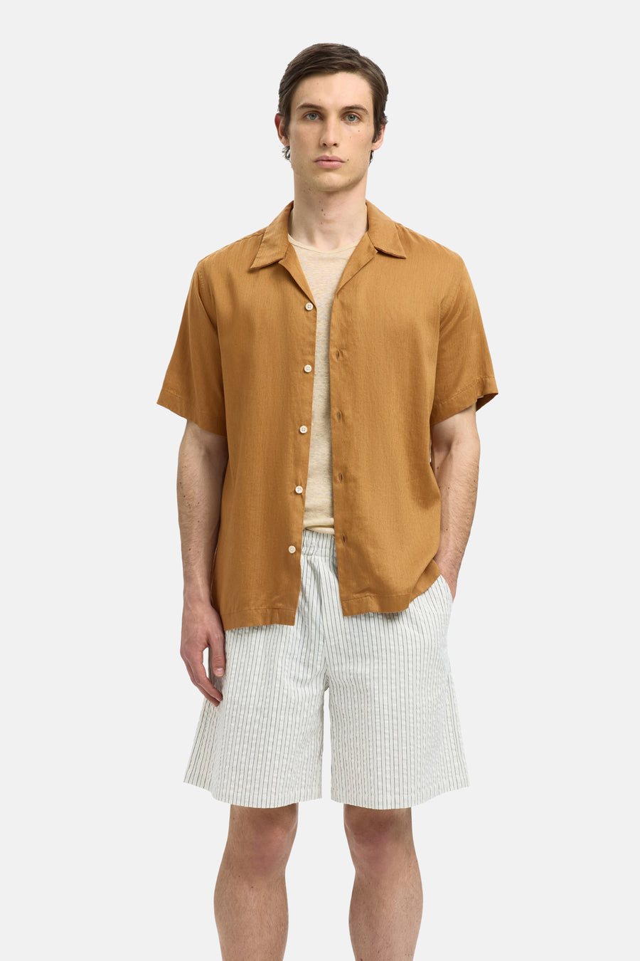 Chemise à manches courtes - beige - SELECTED