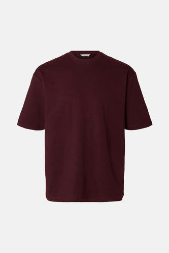 T-shirt Bordeaux à manches courtes de SELECTED, couleur unie et col rond.