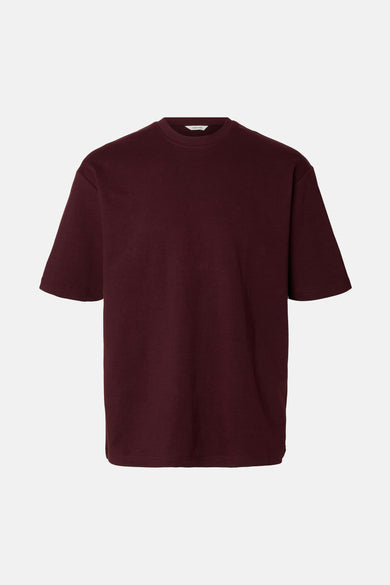 T-shirt Bordeaux à manches courtes de SELECTED, couleur unie et col rond.