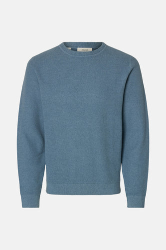 Pull met ronde hals - blauw - SELECTED