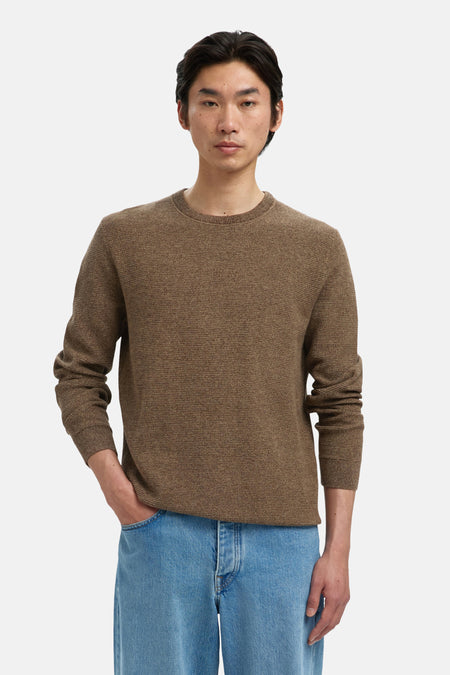 SLHROSS LS KNIT STRUCTURE CREW NECK NOOS