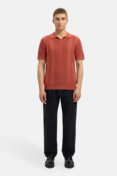 SLHCHANNING SS KNIT STRUCTURE OPEN POLO