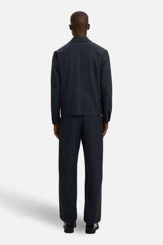 Blauw overhemd met lange mouwen van SELECTED, gezien vanaf de achterkant, met een effen dessin.
