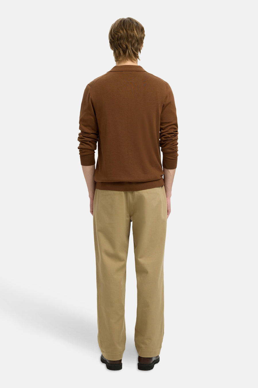 Pull met V-hals - bruin - SELECTED