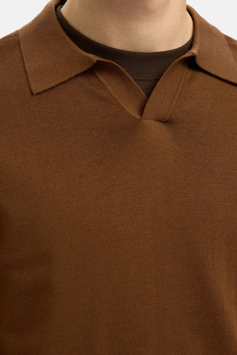 Pull met V-hals - bruin - SELECTED