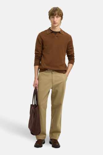 Pull met V-hals - bruin - SELECTED