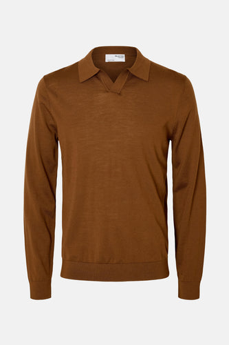 Pull met V-hals - bruin - SELECTED