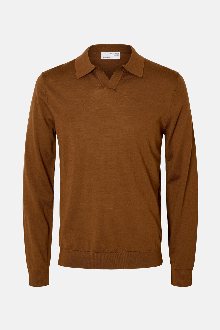 Pull met V-hals - bruin - SELECTED