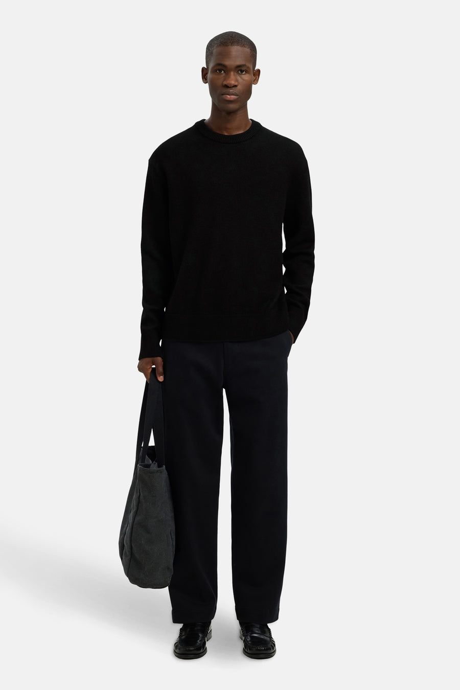 Pull met ronde hals - zwart - SELECTED