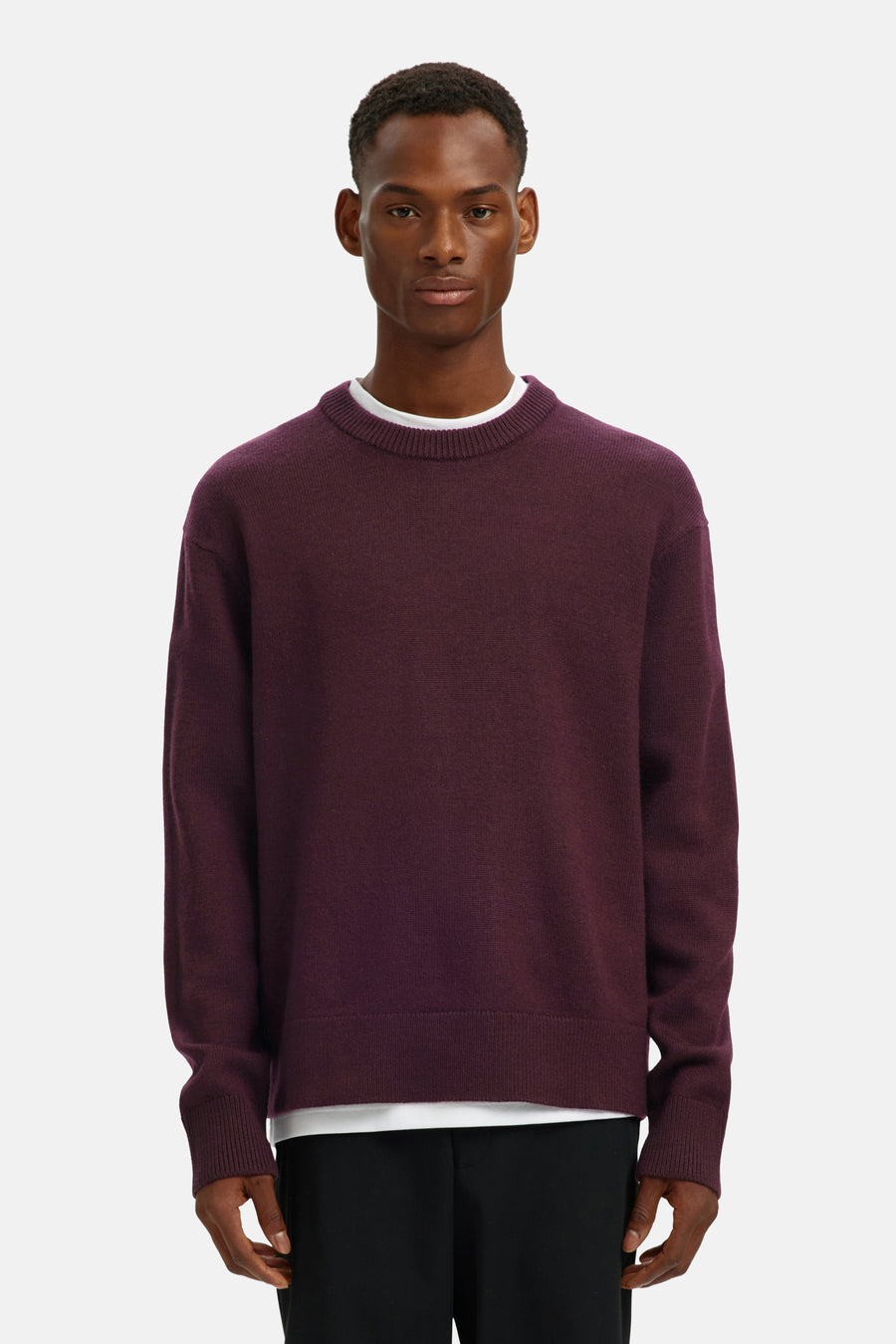 Pull met ronde hals - Bordeaux - SELECTED