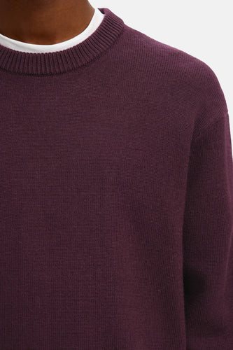 Pull met ronde hals - Bordeaux - SELECTED