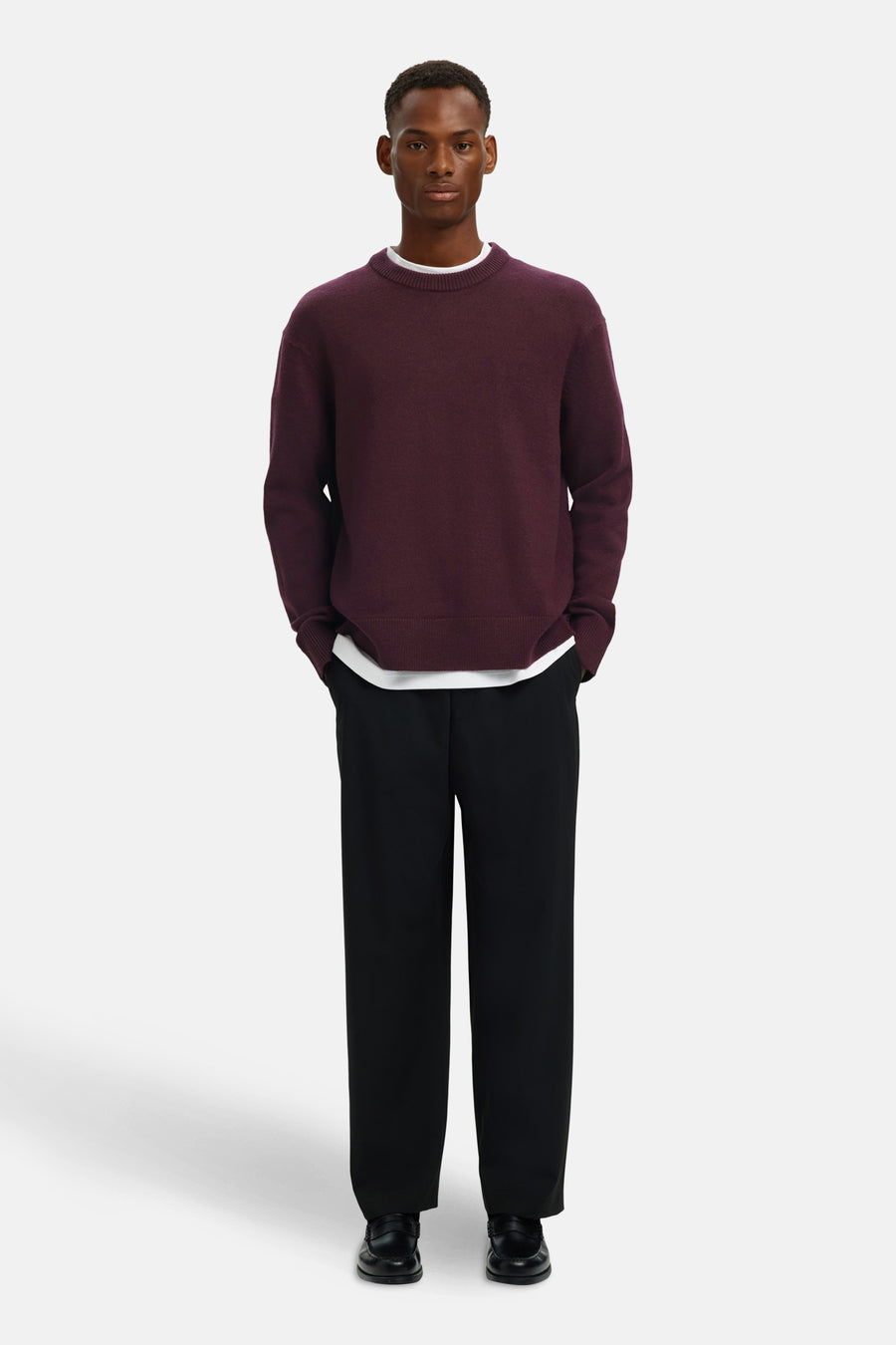 Pull met ronde hals - Bordeaux - SELECTED