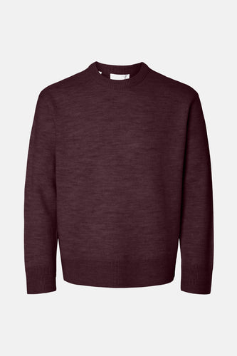 Pull met ronde hals - Bordeaux - SELECTED