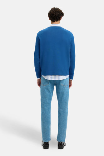 Pull à col rond - bleu - SELECTED