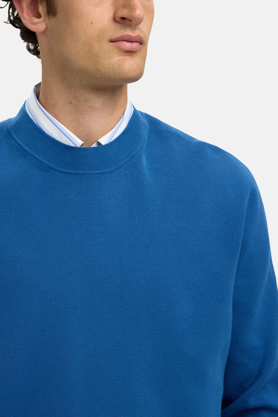 Pull à col rond - bleu - SELECTED