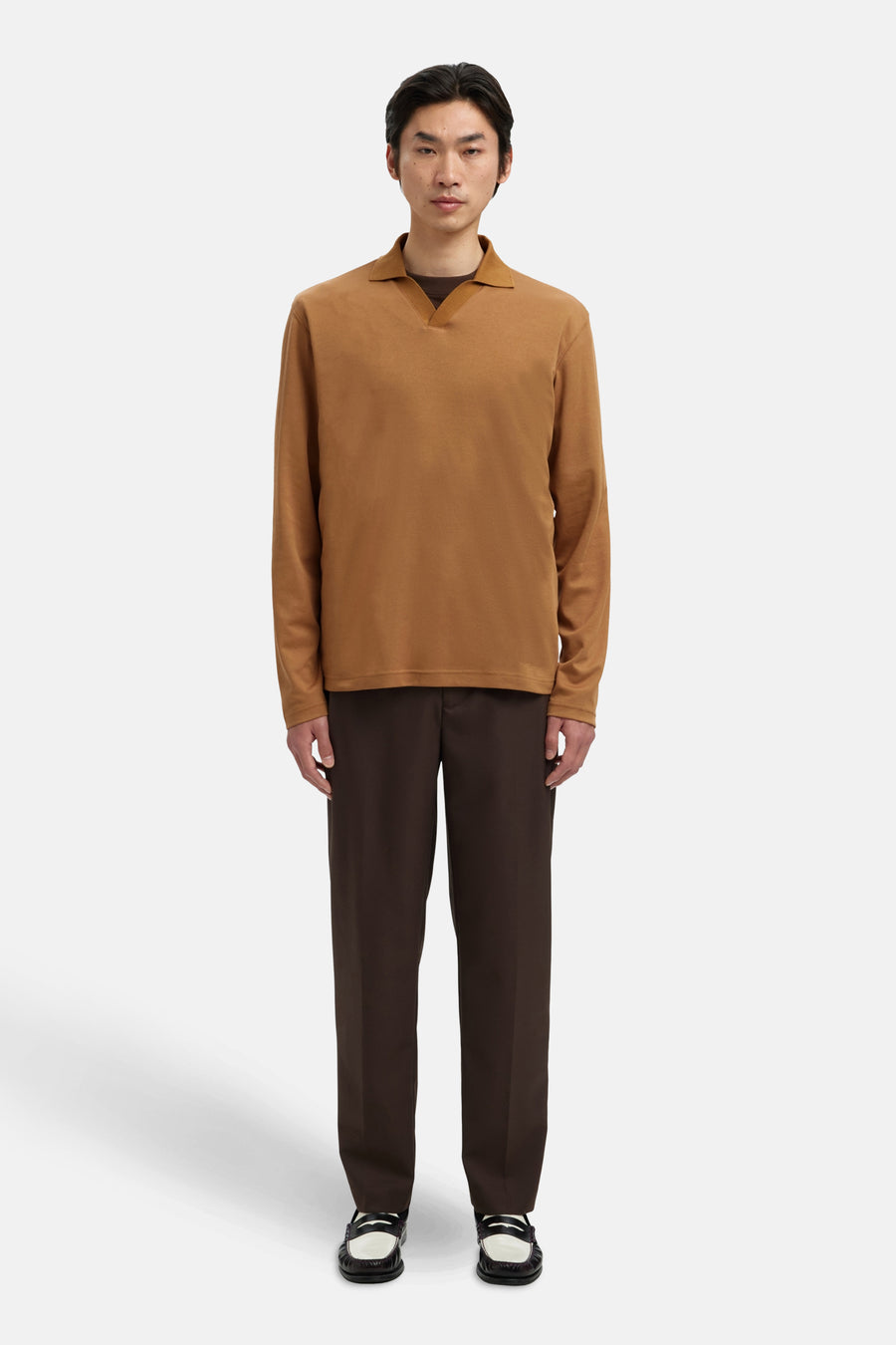 SLHFAVE SPLIT NECK LS POLO