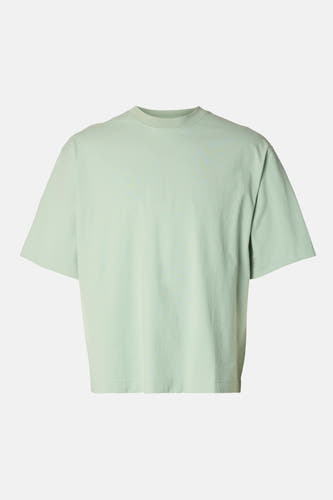 T-shirt vert à manches courtes de SELECTED, couleur unie et coupe décontractée.