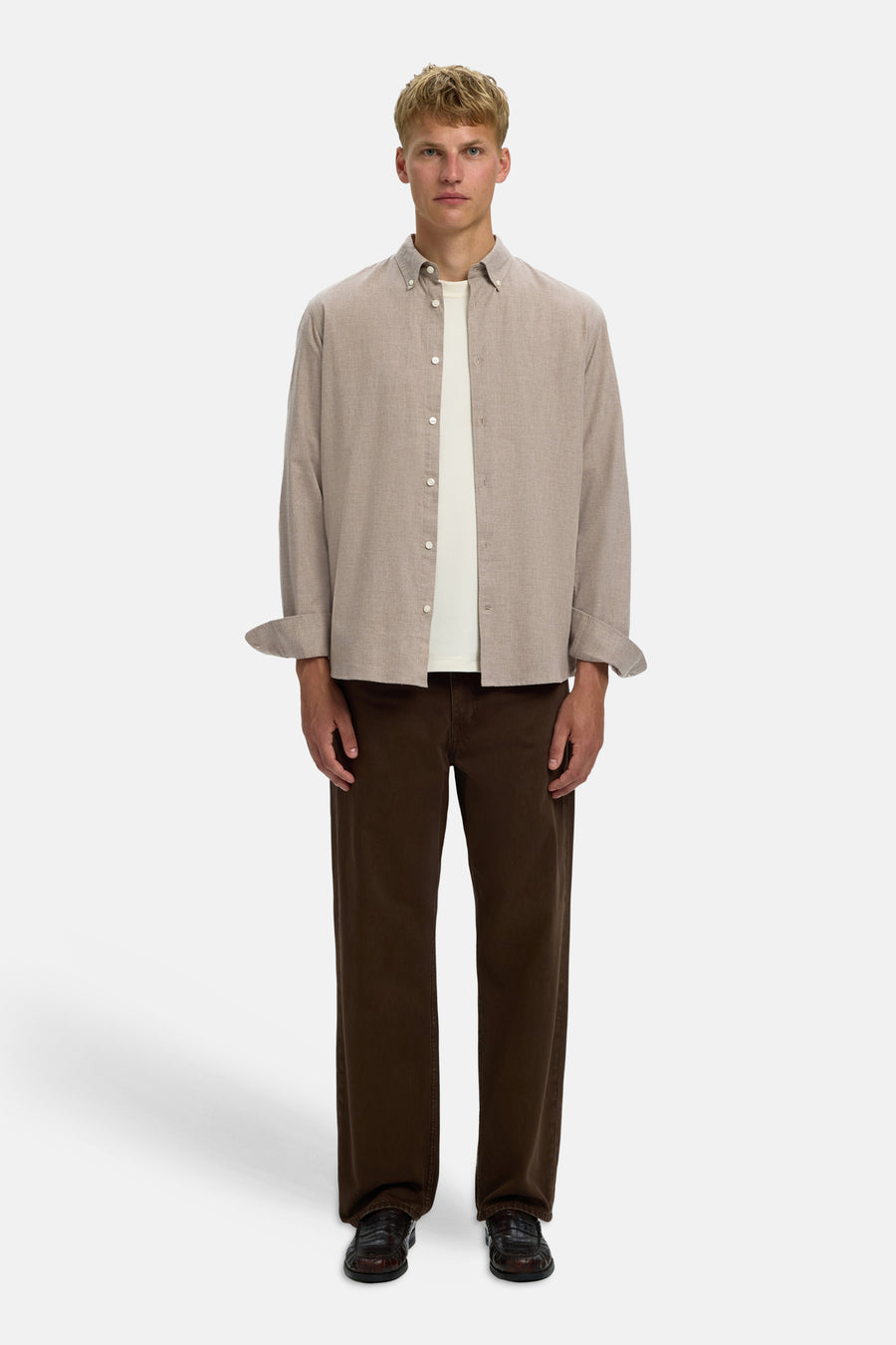 Hemd (lange mouwen) beige - SELECTED
