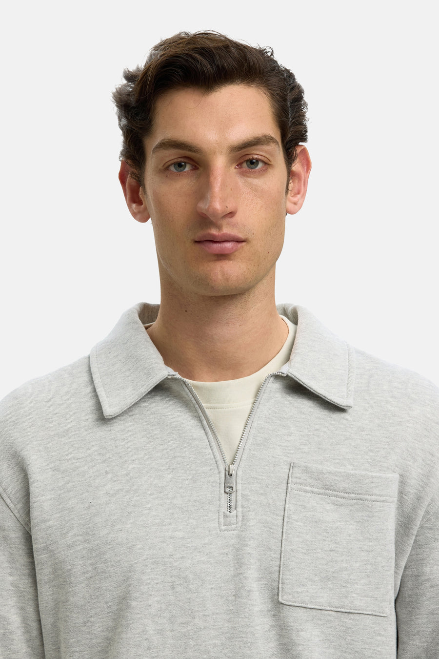 Sweat col O gris - SELECTED