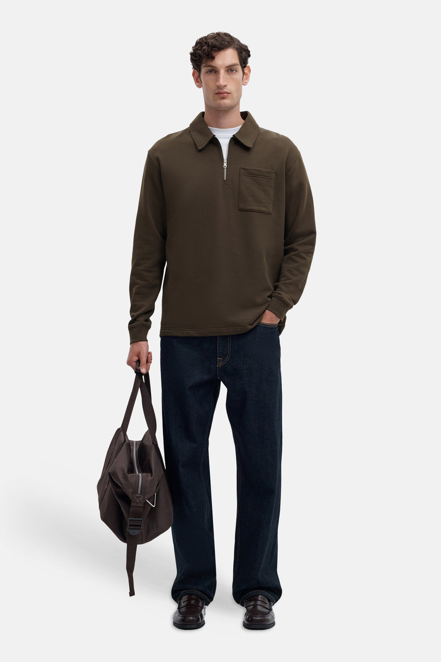 Sweater met ronde hals bruin - SELECTED