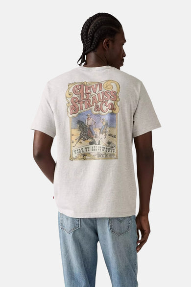 Grijs T-shirt met korte mouwen van Levi's®, met een vintage cowboyprint op de rug.