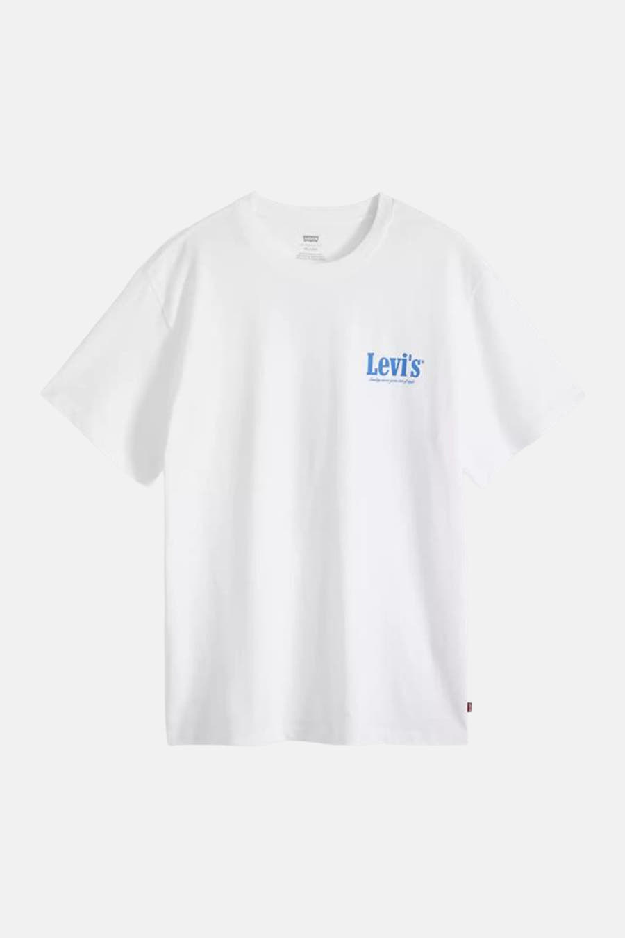 Wit T-shirt met korte mouwen van Levi's, met blauw logo op de borst en een klein rood label.