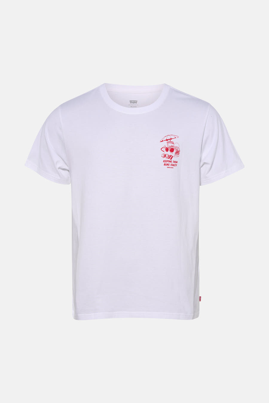 Wit T-shirt met korte mouwen van Levi's®, met een rode grafische print op de borst.