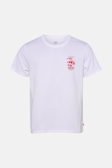 Wit T-shirt met korte mouwen van Levi's®, met een rode grafische print op de borst.