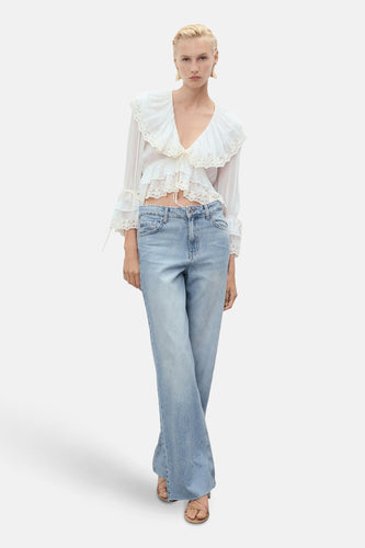 Jeans wide light blue denim - MANGO - MANGO