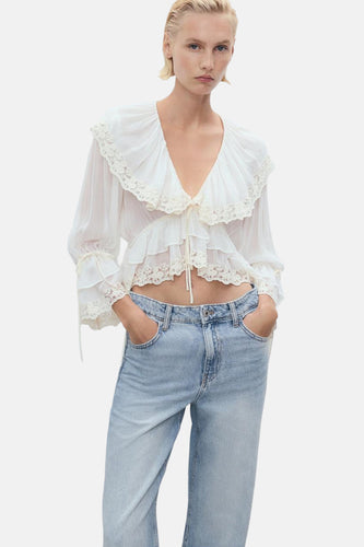 Jeans wide light blue denim - MANGO - MANGO