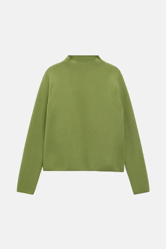 T-shirt vert avec col rond de MANGO, manches longues en coton brut.
