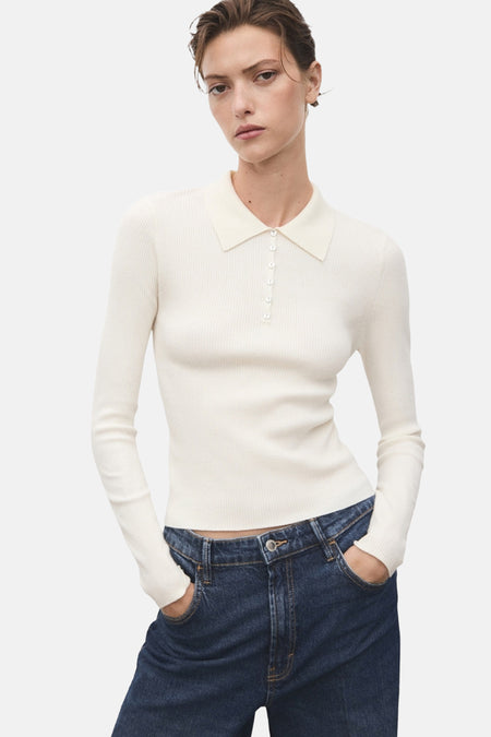 Pull met ronde hals - beige