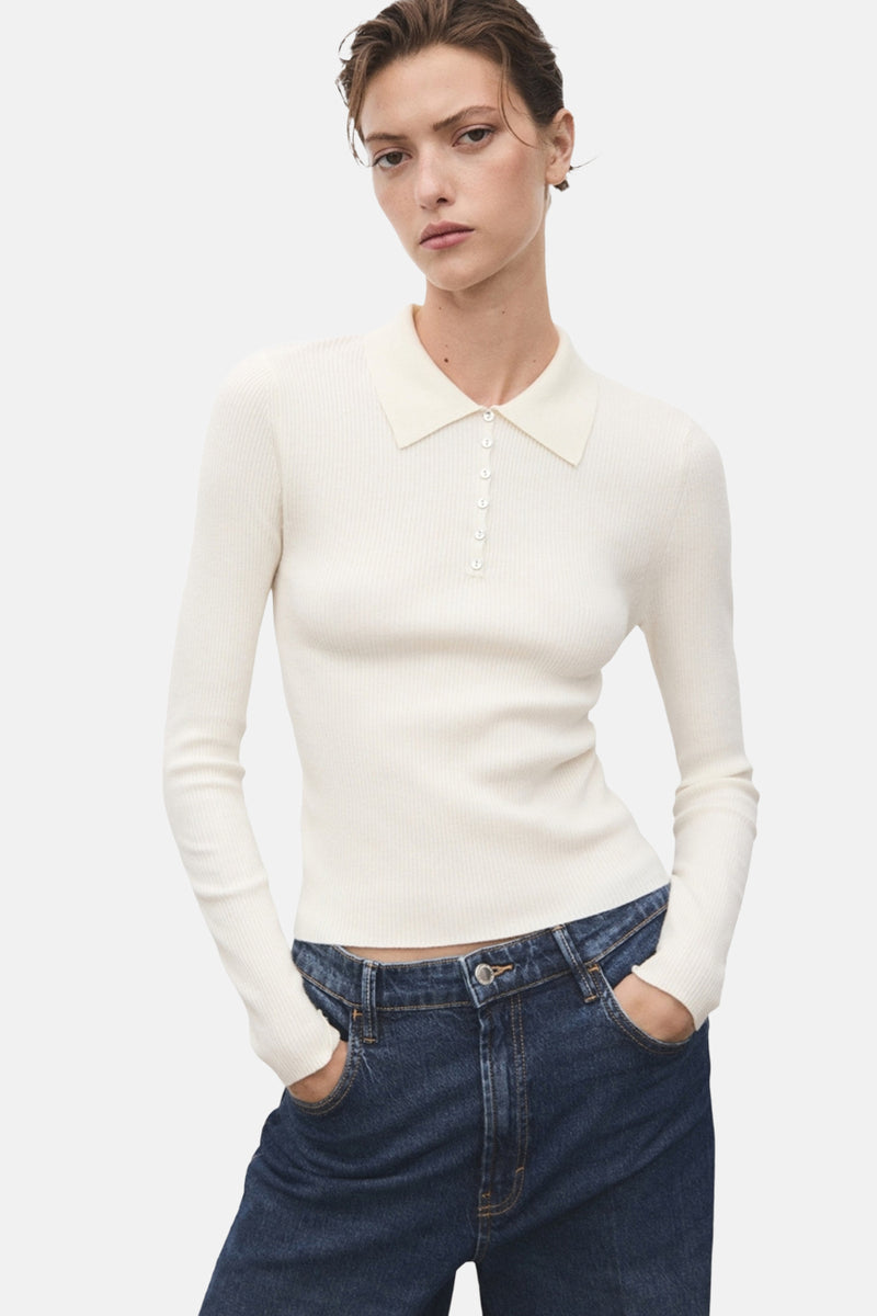 Pull met ronde hals - beige