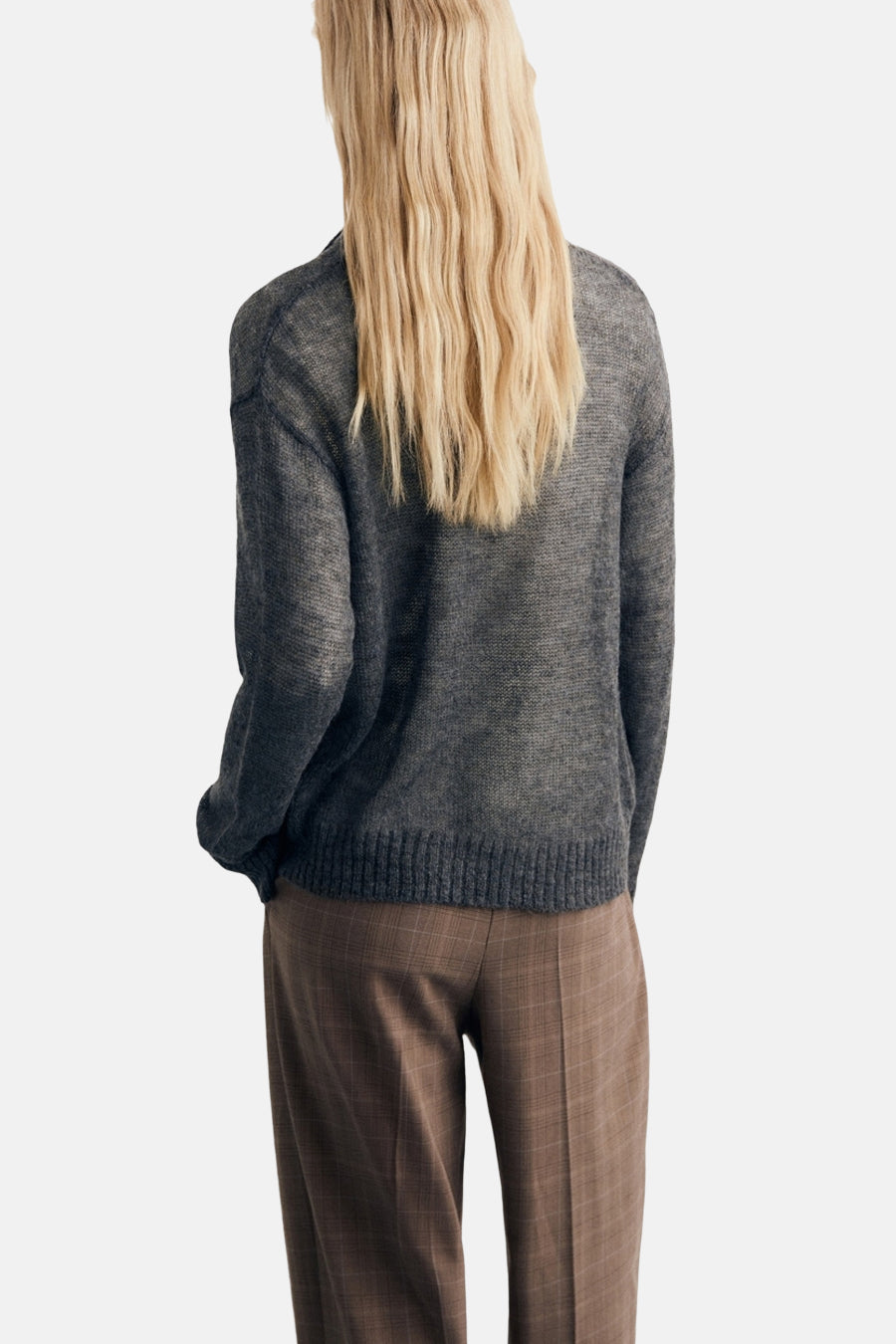 Pull à col en V - gris - MANGO