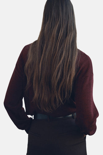 Pull met ronde hals - bordeaux - MANGO