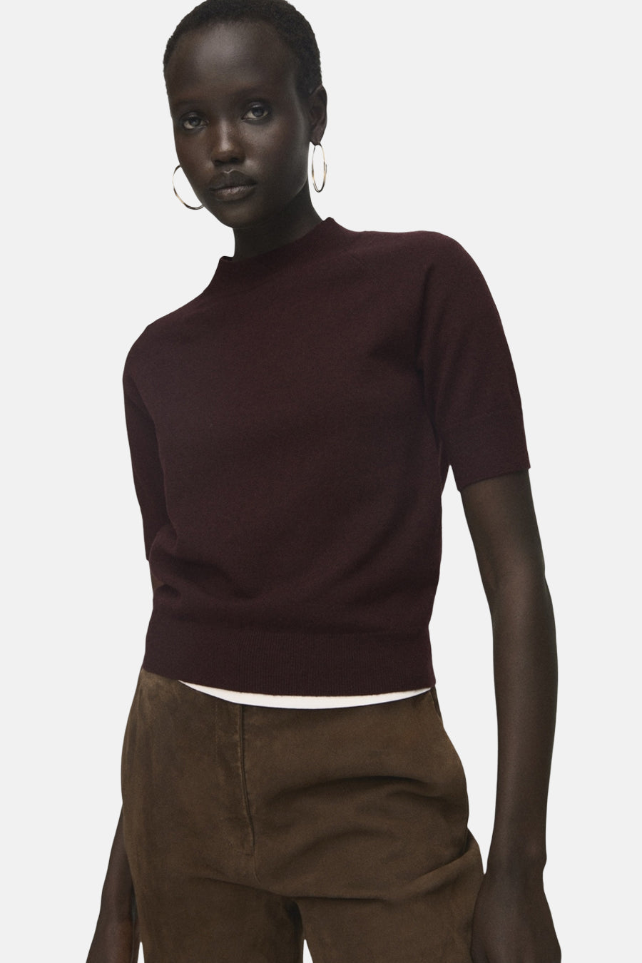 Pull met ronde hals - bordeaux - MANGO