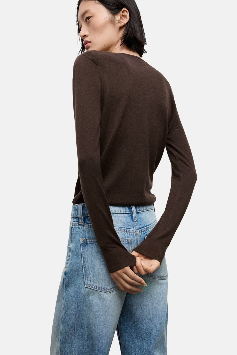 Pull à col rond - brun - MANGO - 3