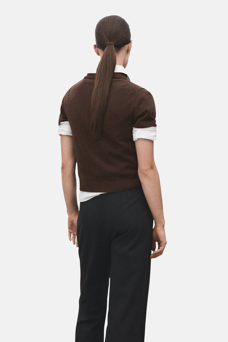 Pull met V-hals - bruin