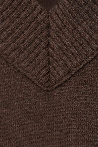 Pull met V-hals - bruin - MANGO