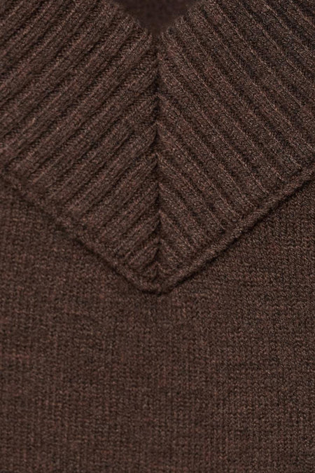 Pull met V-hals - bruin