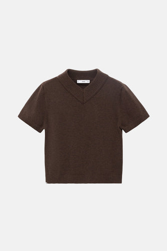 Pull met V-hals - bruin - MANGO