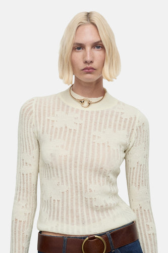 Pull à col rond - beige - MANGO