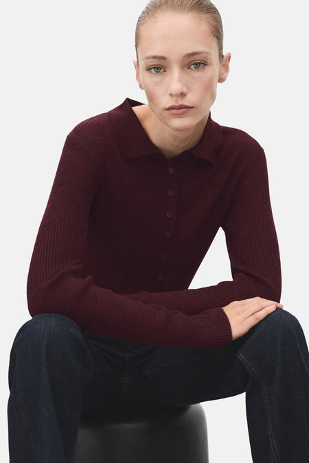 Pull met ronde hals - bordeaux
