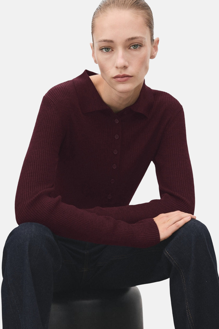 Pull à col rond - bordeaux - MANGO